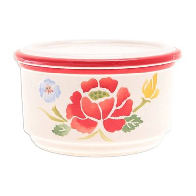 Alternate image for Hand-Painted Round Ceramic Box Poppy Garden in Red