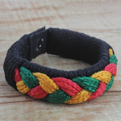 Alternate image for Mens Multi-Color Braided Cord Wristband Bracelet Zest