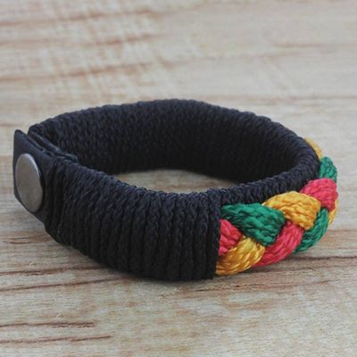 Alternate image for Mens Multi-Color Braided Cord Wristband Bracelet Zest
