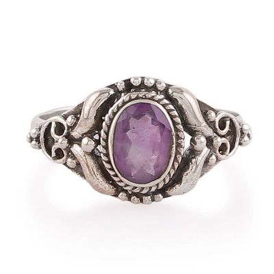 Alternate image for Polished and Oxidized One-Carat Oval Amethyst Cocktail Ring Sagacious Traditions