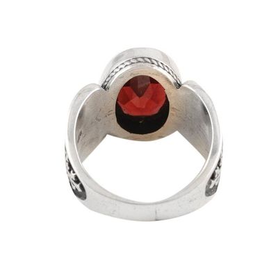 Alternate image for Mens Sterling Silver and Garnet Single Stone Ring Radiant Flux