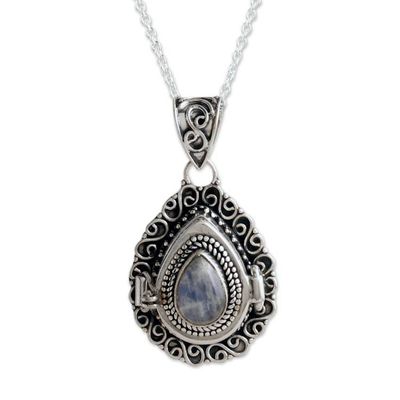 Alternate image for Sterling Silver Pendant Necklace with Rainbow Moonstone Harmonious Blessing