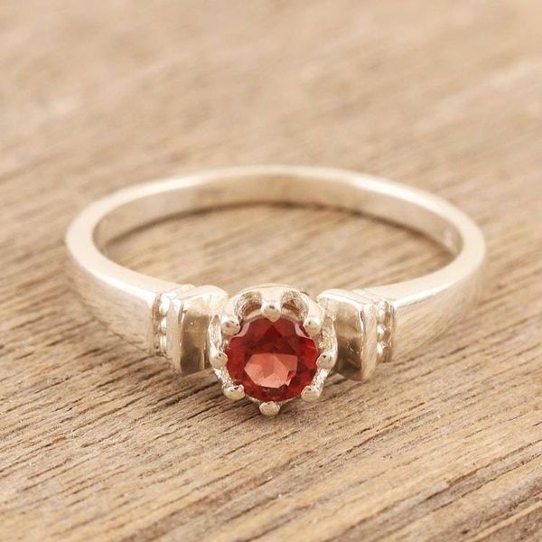 Alternate image for Garnet and Sterling Silver Solitaire Ring Inspiring Transformation