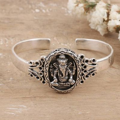 Alternate image for Sterling Silver Cuff Bracelet Featuring Ganesha Ganesha Glory