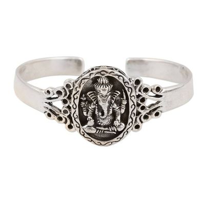 Alternate image for Sterling Silver Cuff Bracelet Featuring Ganesha Ganesha Glory
