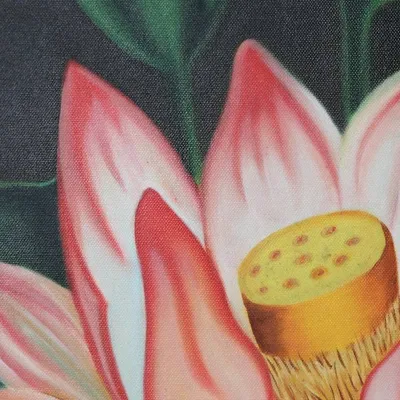 Alternate image for Signed Unstretched Impressionist Oil Painting of Lotus Bloom Lotus Pond