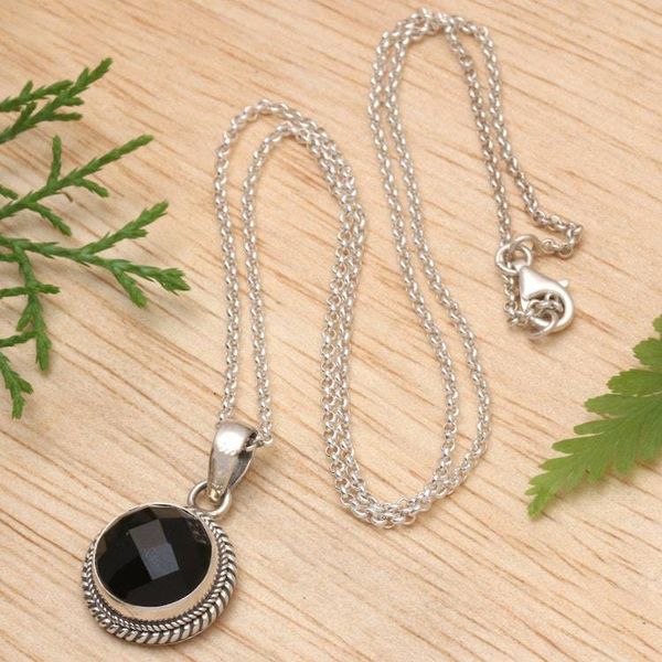 Alternate image for Polished Faceted Five-Carat Onyx Pendant Necklace from Bali Enigmatic Destiny