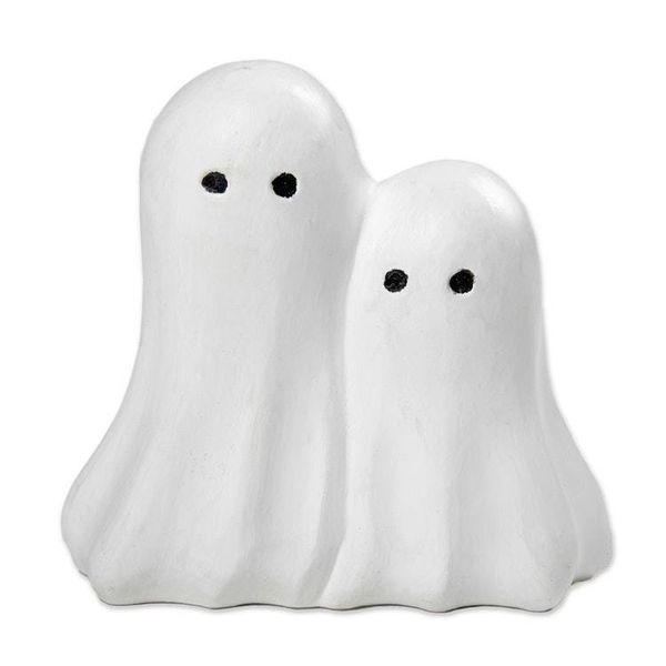 Alternate image for Halloween-Themed Hand-Painted Wood Sculpture of Two Ghosts Twinning Ghosts
