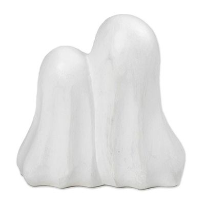 Alternate image for Halloween-Themed Hand-Painted Wood Sculpture of Two Ghosts Twinning Ghosts