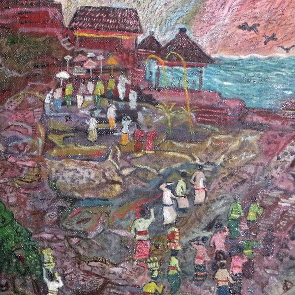 Alternate image for Signed Naif Painting of Tanah Lot in Bali 2019 Tanah Lot