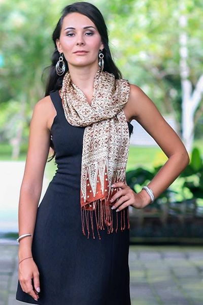 Primary image for Floral Silk Batik Scarf Budding Jasmine