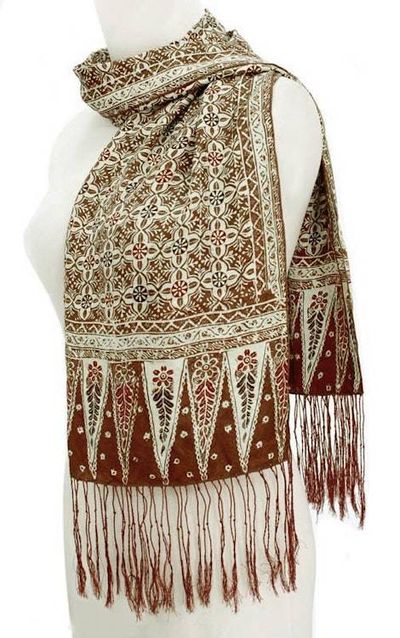 Alternate image for Floral Silk Batik Scarf Budding Jasmine