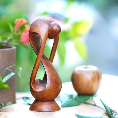 Alternate image for Indonesian Romantic Wood Sculpture Indivisible Love