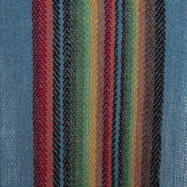 Alternate image for 100 Alpaca Striped and Fringed Scarf Hand-Woven in Peru After The Rain