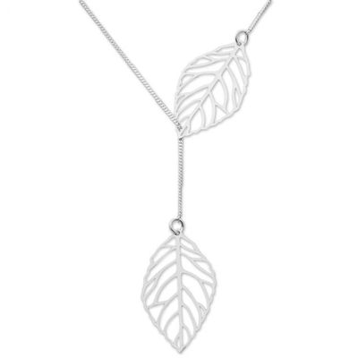 Alternate image for Sterling Silver Pendant Necklace Leaves from Peru Shining Leaves