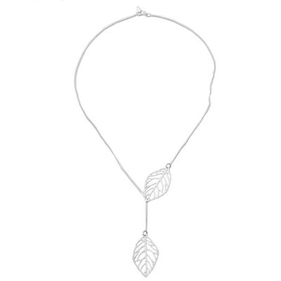 Alternate image for Sterling Silver Pendant Necklace Leaves from Peru Shining Leaves