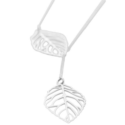 Alternate image for Sterling Silver Pendant Necklace Leaves from Peru Shining Leaves
