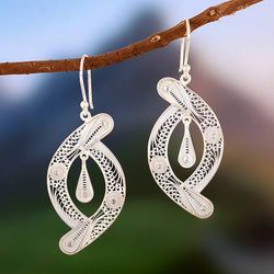 Image for Peruvian Filigree Sterling Silver Dangle Earrings Unison