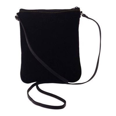 Alternate image for Small Suede Shoulder Bag with Llama on Mountain Image Traveling Llama