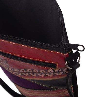 Alternate image for Small Suede Shoulder Bag with Llama on Mountain Image Traveling Llama