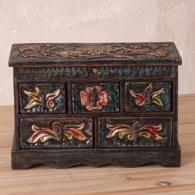 Alternate image for Handcrafted Wood and Leather Jewelry Box Vintage Glory