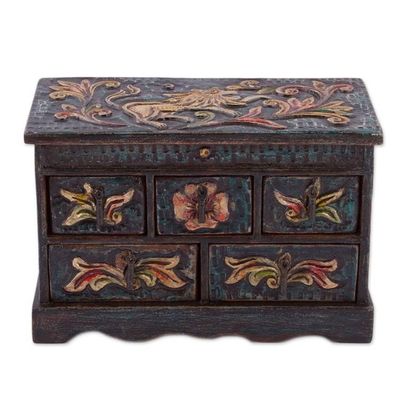 Alternate image for Handcrafted Wood and Leather Jewelry Box Vintage Glory
