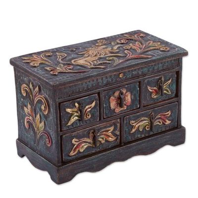 Alternate image for Handcrafted Wood and Leather Jewelry Box Vintage Glory