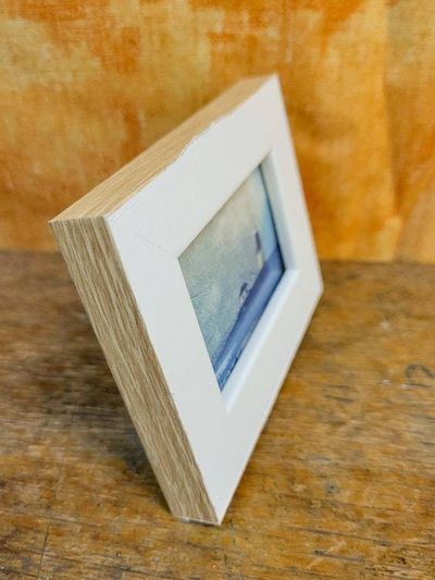 Alternate image for Handcrafted Cyanotype Point Judith Lighthouse Print in White Frame