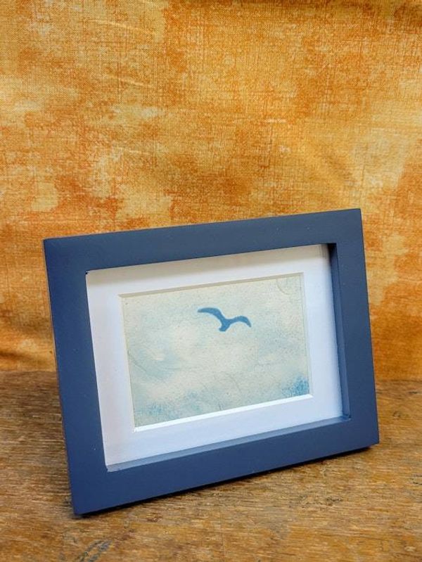 Alternate image for Handcrafted Cyanotype Mini Framed Seagull Photograph