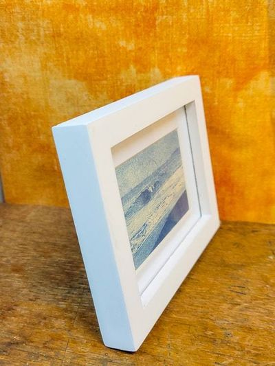 Alternate image for Handmade Cyanotype Coastal Wave Photograph in Mini White Frame