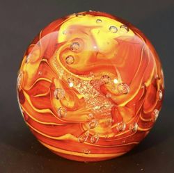 Image for Fire Side Round Handblown Glass Paperweight
