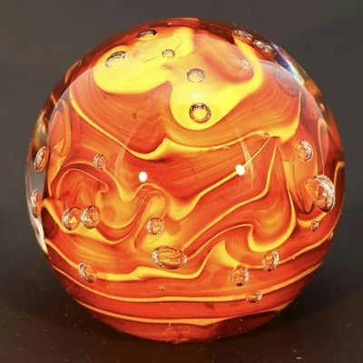 Alternate image for Fire Side Round Handblown Glass Paperweight