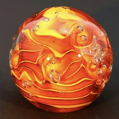 Alternate image for Fire Side Round Handblown Glass Paperweight