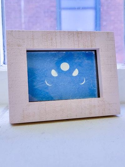 Alternate image for Handcrafted Moon Phases Miniature Framed Cyanotype Art Photograph
