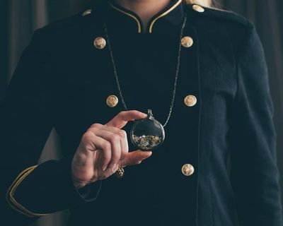 Alternate image for Antique Pocket Watch Crystal Pendant With Loose Moving Watch Parts Necklace