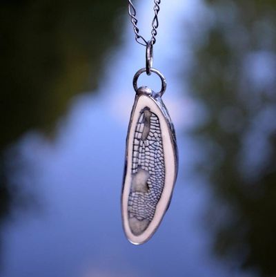 Alternate image for Ceramic Dragonfly Wing Pendant Necklace, Nature Inspired Insect Wing Jewelry