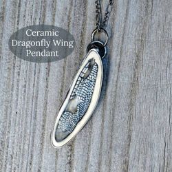 Image for Ceramic Dragonfly Wing Pendant Necklace, Nature Inspired Insect Wing Jewelry