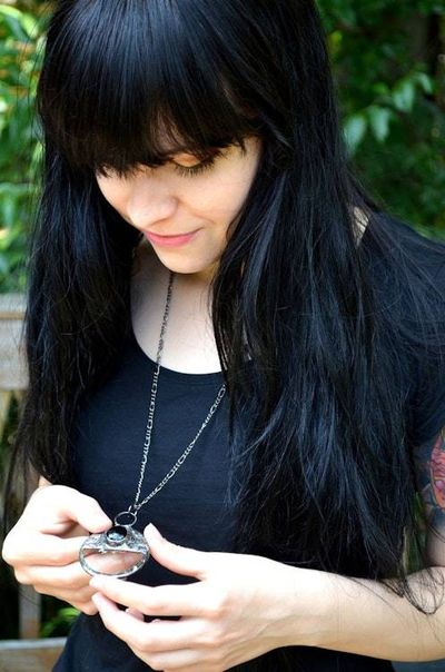 Alternate image for Magnifying Glass Necklace for Women, Magnifier Pendant, Useful Unisex Reading Aid Jewelry, Obsidian Inset