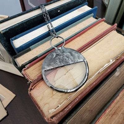 Alternate image for Magnifying Glass Necklace, Unisex Magnifier Pendant, Useful Handmade Jewelry, Retirement Gift