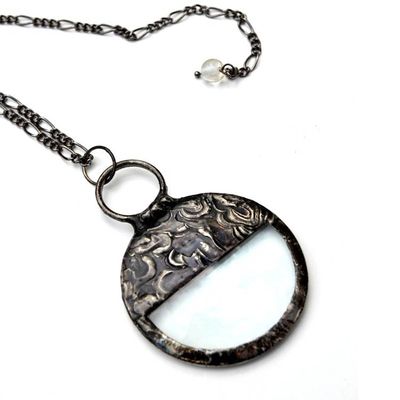 Alternate image for Magnifying Glass Necklace, Unisex Magnifier Pendant, Useful Handmade Jewelry, Retirement Gift