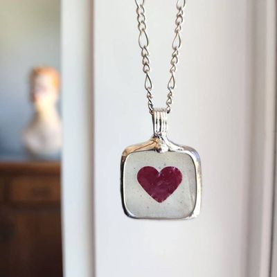 Alternate image for Glow in the Dark Heart Necklace, Red Heart in Fused Glass Jewelry for Women