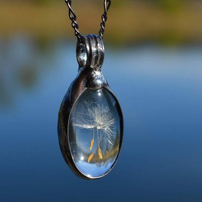 Alternate image for Dandelion Necklace, Wish Jewelry, Dandelion Seed Jewelry, 3 Seeds, Three Wishes