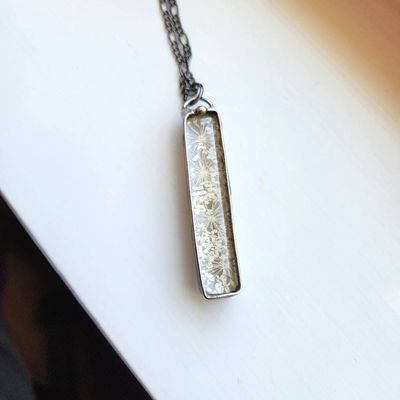 Alternate image for Pressed Flower Necklace, Real Queen Annes Lace Pendant, 13th Wedding Anniversary Gift for Wife