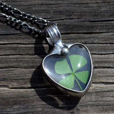 Alternate image for 4 Leaf Clover Heart Pendant, Lucky Charm Necklace for Women, St. Patricks Day Jewelry