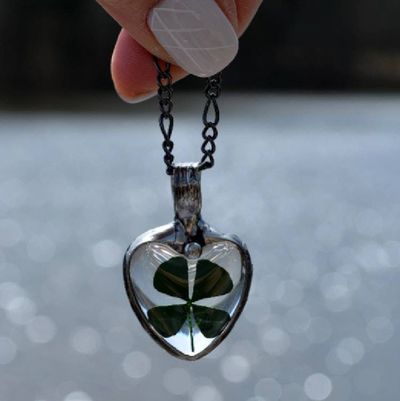 Alternate image for 4 Leaf Clover Heart Pendant, Lucky Charm Necklace for Women, St. Patricks Day Jewelry
