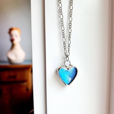 Alternate image for Blue Butterfly Heart Necklace, Real Blue Morpho Butterfly Wing Jewelry, Valentines Day Gift for Her