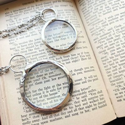 Alternate image for Magnifying Glass Necklace, Two Sizes, Handmade Minimalist Reading Pendant Necklace