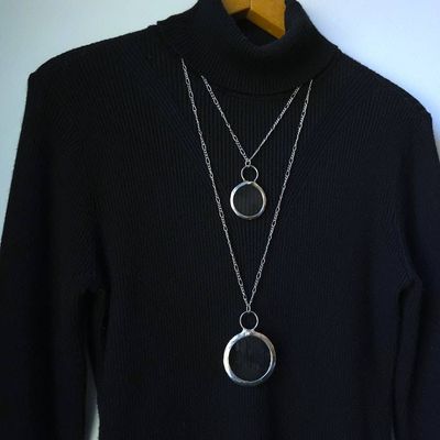 Alternate image for Magnifying Glass Necklace, Two Sizes, Handmade Minimalist Reading Pendant Necklace