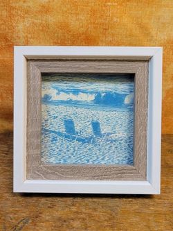 Image for Handcrafted Framed Beach Chairs Miniature Cyanotype Photograph