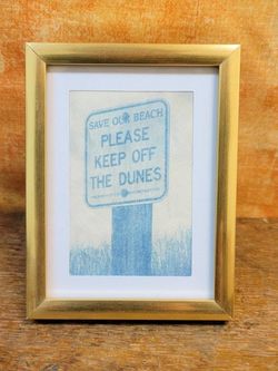 Image for Handcrafted Save Our Beach Framed Miniature Cyanotype Photograph